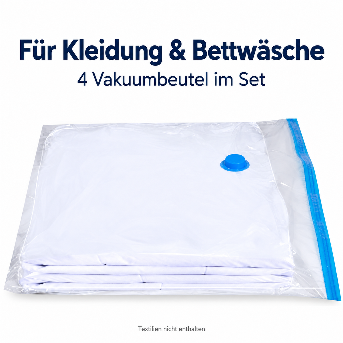 BeBuy24 Vakuumbeutel für Kleidung & Bettwäsche, 90 × 110 cm, 4er-Set