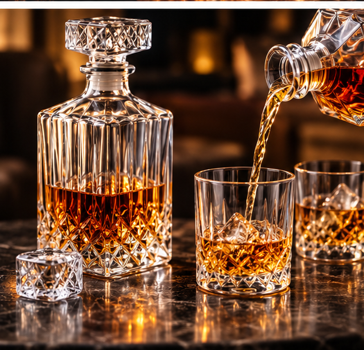 10 Teiliges Whisky Karaffe Whiskygläser Set, Bleifrei Kristallgläser, 900 ml Whiskey Dekanter mit 8x 200ml Gläser für Scotch, Cognac, Whiskykaraffe, Gläser