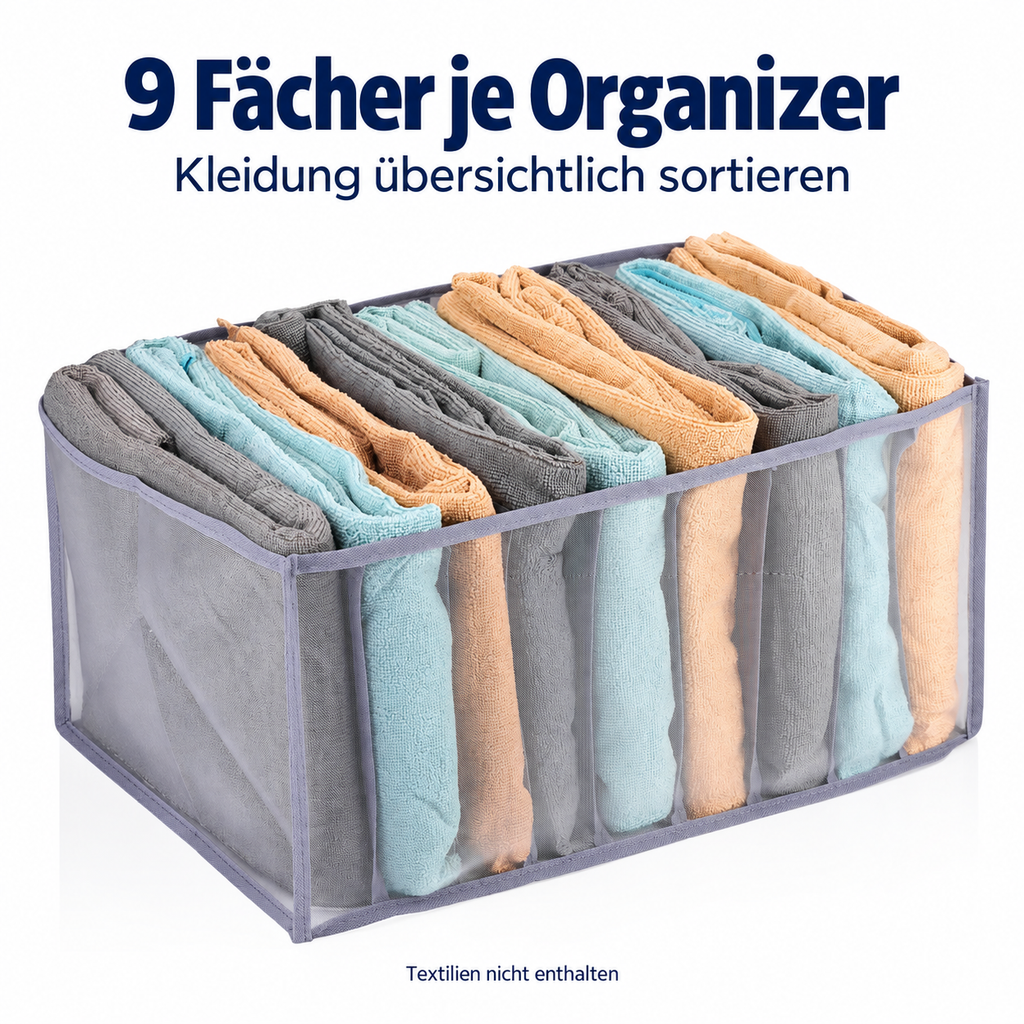 BeBuy24 Kleiderschrank-Organizer, 2er-Set mit je 9 Fächern