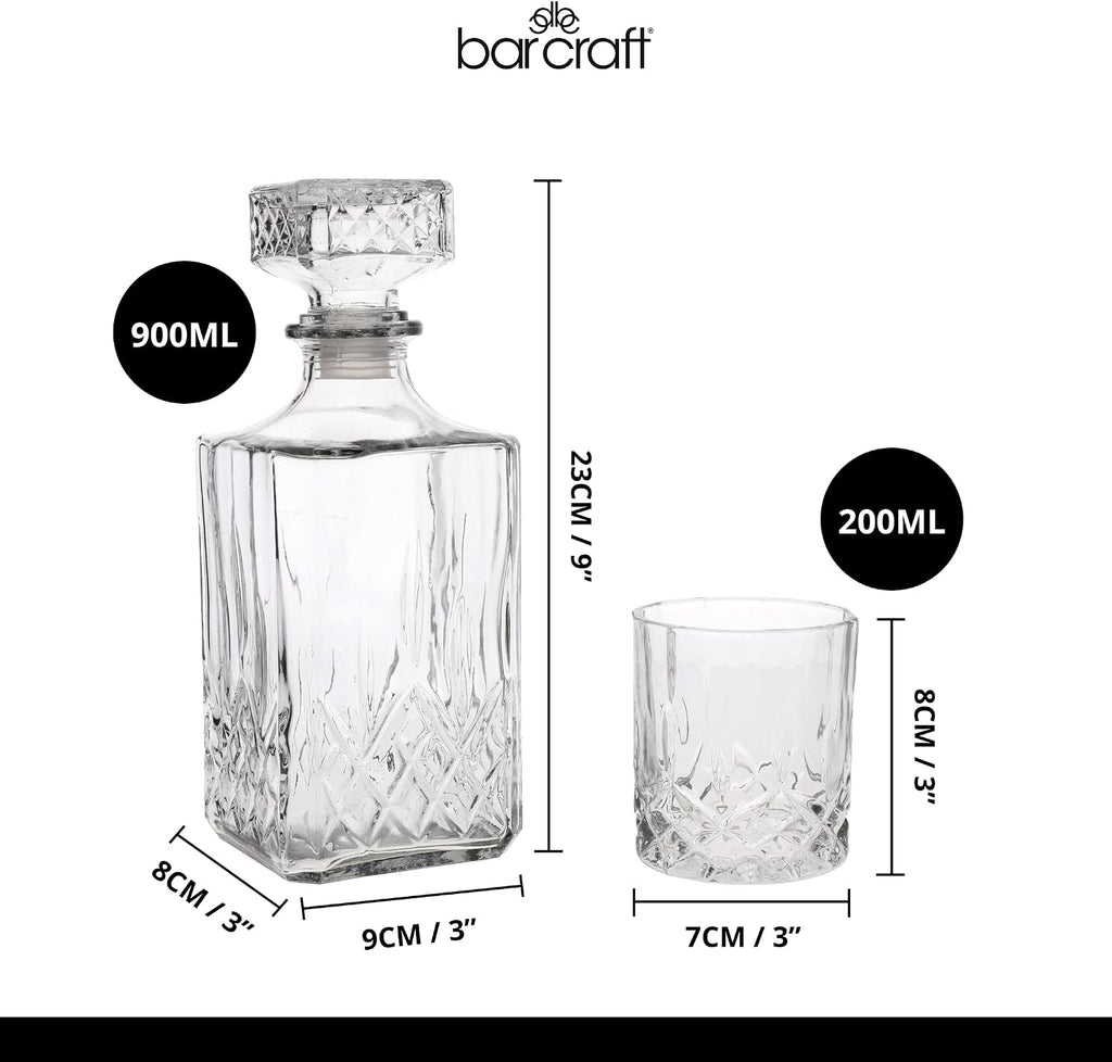 10 Teiliges Whisky Karaffe Whiskygläser Set, Bleifrei Kristallgläser, 900 ml Whiskey Dekanter mit 8x 200ml Gläser für Scotch, Cognac, Whiskykaraffe, Gläser