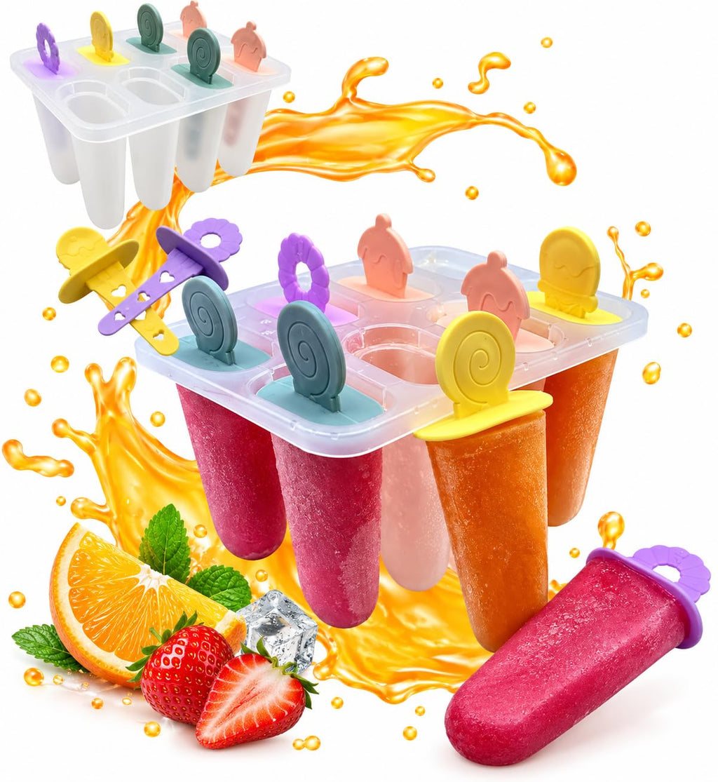 BeBuy24 Eisformen 4er-Set mit je 8 Fächern – Eis am Stiel selber machen