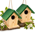 BeBuy24 Nistkasten 2er-Set aus Holz – Vogelhäuser mit grünem Dach