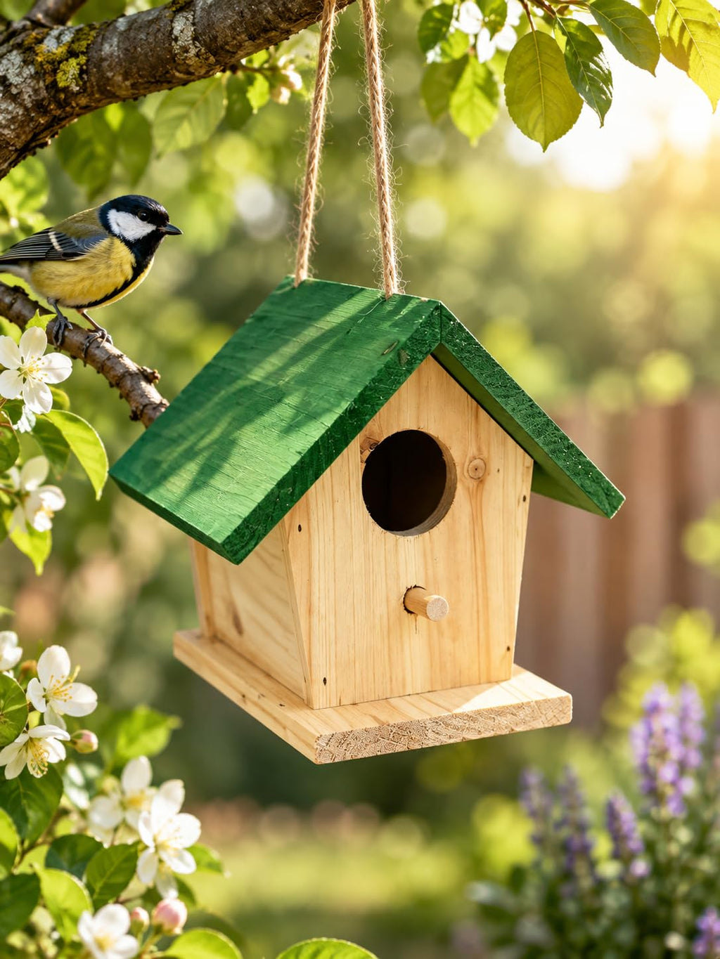 BeBuy24 Nistkasten 2er-Set aus Holz – Vogelhäuser mit grünem Dach