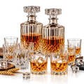 10 Teiliges Whisky Karaffe Whiskygläser Set, Bleifrei Kristallgläser, 900 ml Whiskey Dekanter mit 8x 200ml Gläser für Scotch, Cognac, Whiskykaraffe, Gläser